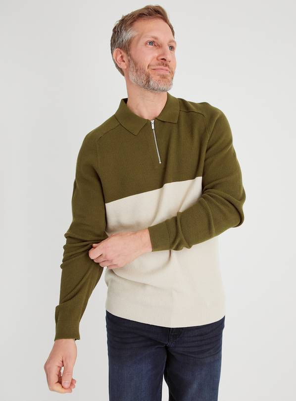 Khaki half zip clearance jumper